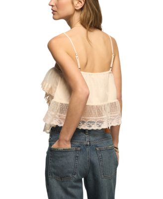 Women's Lace Mix Ruffle Tank Top