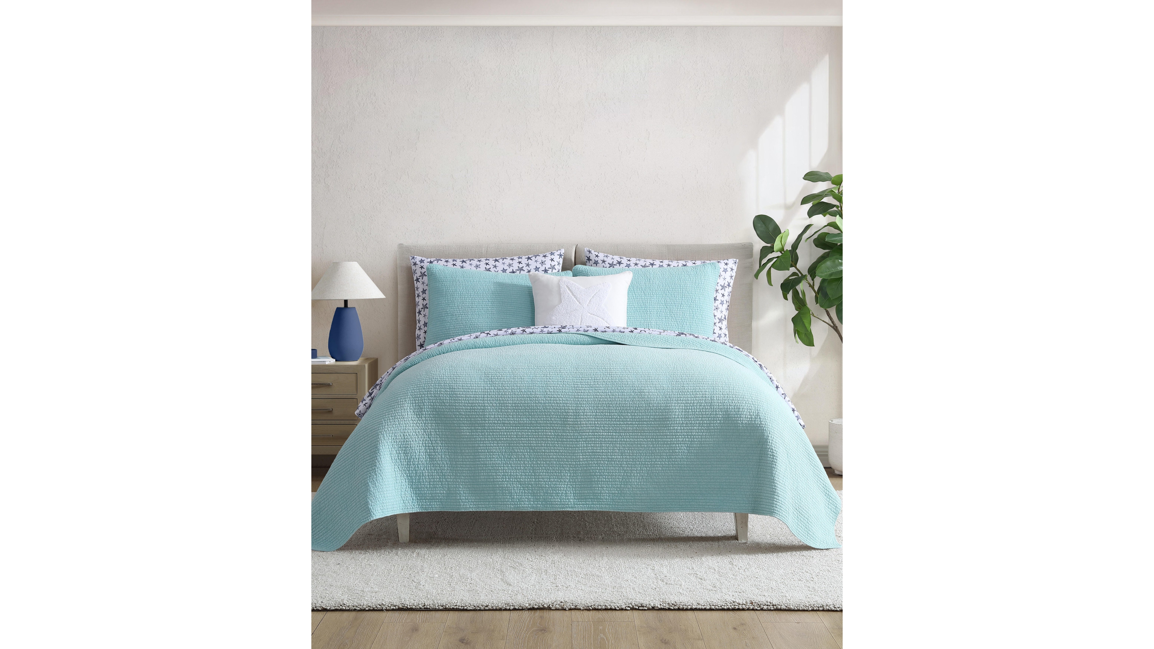 Nautica Seashore Stitch Cotton Reversible 2-Pc. Quilt Set, Twin