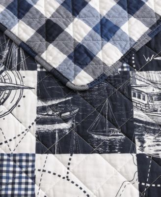 Sailors Patchwork Cotton Reversible 2-Pc. Quilt Set, Twin