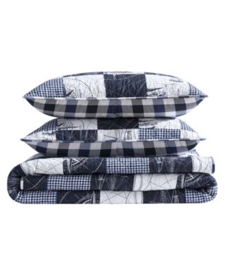 Sailors Patchwork Cotton Reversible 3-Pc. Quilt Set, King