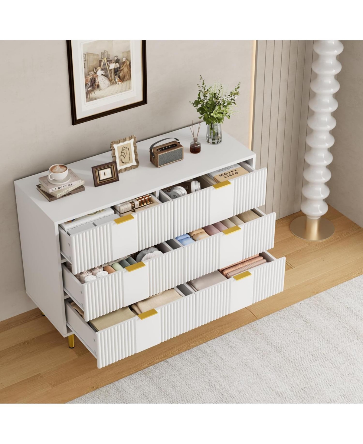 Gaomon Fluted Dresser for Bedroom with 6 Drawers