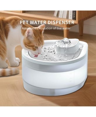 White Water Drop Pet Fountain, 2500ML Automatic Circulation Cat Dog Dispenser