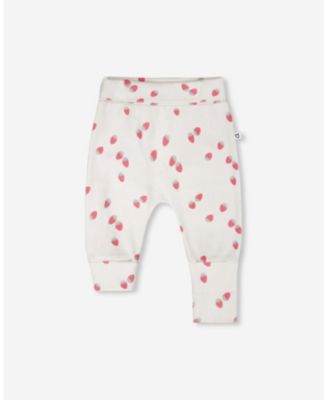 Baby Girls 2 Pack Cotton Jersey Evolutive Pants Printed Berries and Strawberry Print