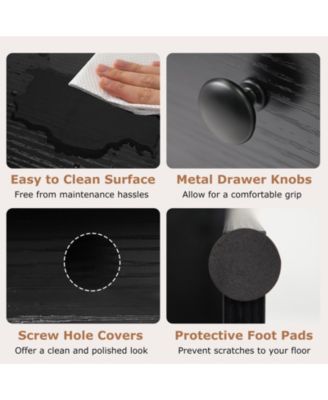 Extendable Rolling Computer Desk with 2 Drawers, Convertible Home Office Writing Desk