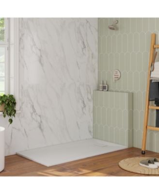 Wheelchair-Friendly Shower Base with Non-Slip Surface, Reversible Drain, SMC Cover and Flashing Kits