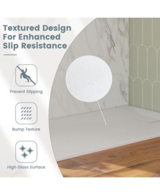 Wheelchair-Friendly Shower Base with Non-Slip Surface, Reversible Drain, SMC Cover and Flashing Kits