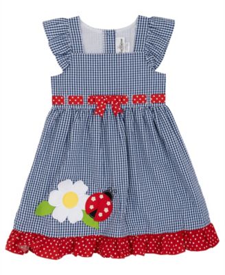 Girls' 2T-6X Navy Flower Seersucker Dress