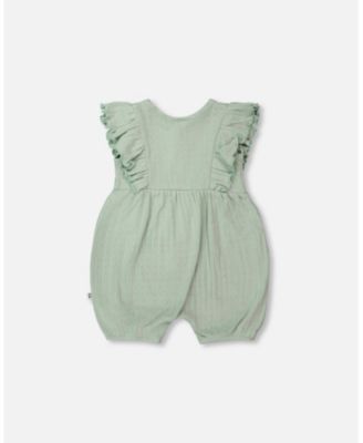 Baby Girl Cotton Pointelle Jersey Romper with Frills - Baby