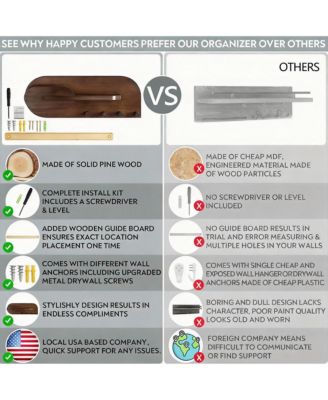 Solid Wood Mail & Key Holder - Wall Organizer