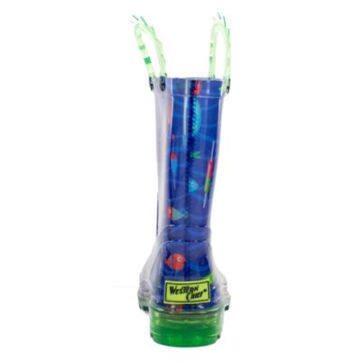 Little Boys Fish On Lighted Rain Boot