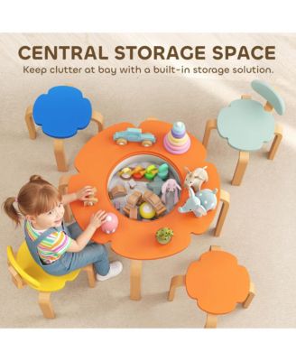 5 Piece Kids Table and Chair Set with Built In Storage