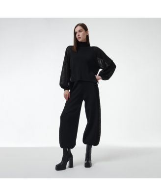 Women's Mesh Detail Knit Trousers