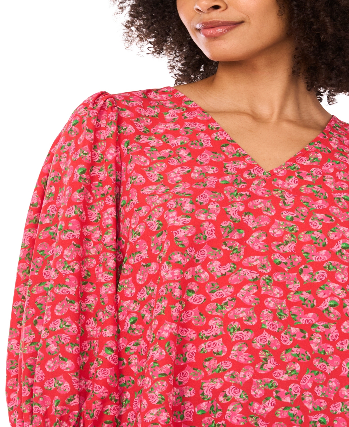 CeCe Women's Long-Sleeve Smocked Cuff Blouse