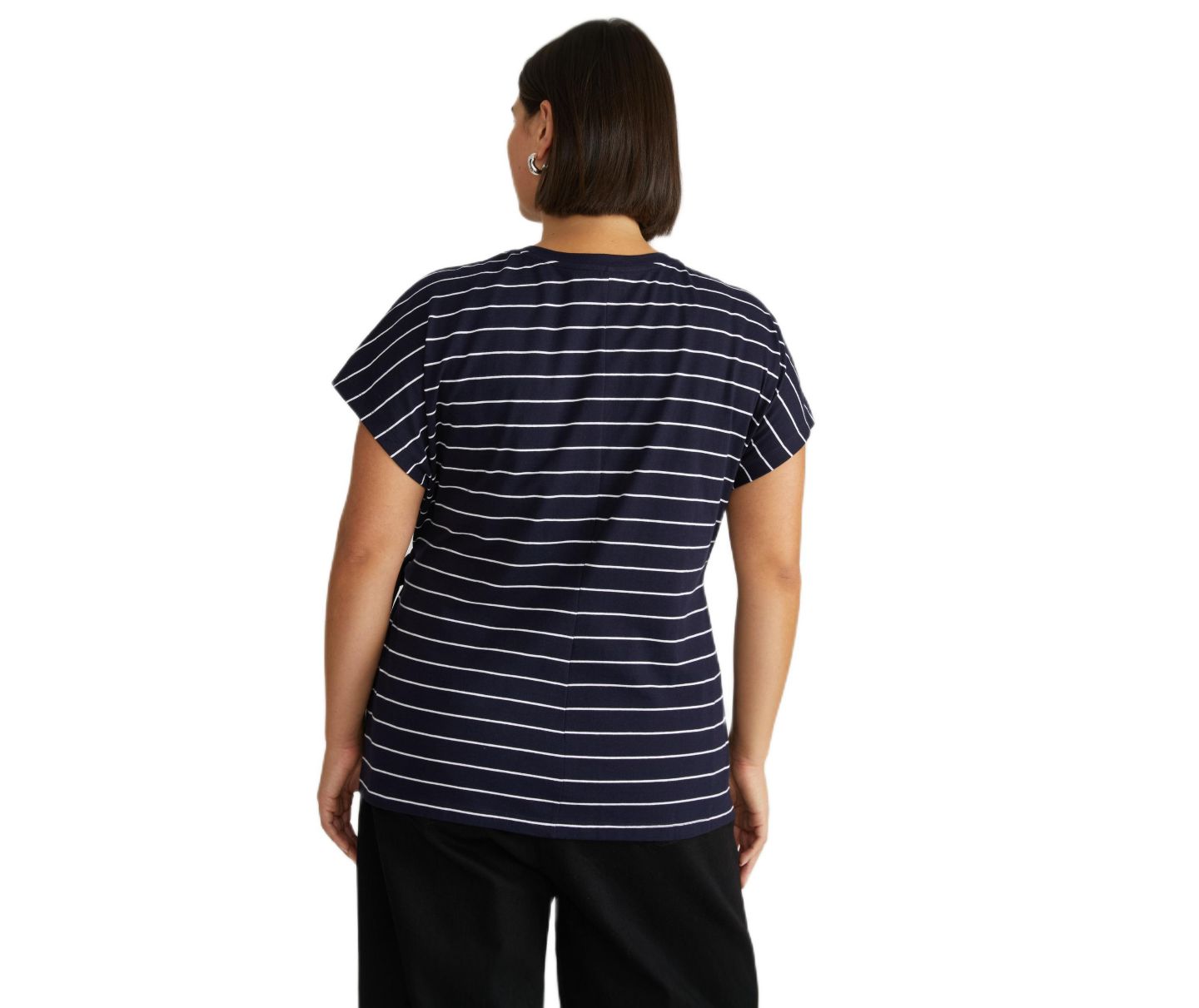 Женская футболка Universal Standard Plus Size Crescent Breton Stripe Knot, цвет: Тёмно-синий — фото 3