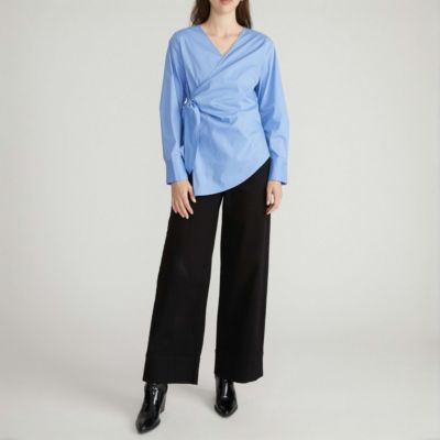 Women's Plus Size Stretch Poplin Wrap Shirt