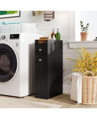 Small 4-Tier Bathroom Storage Cabinet with Slide-Out Drawers and Casters