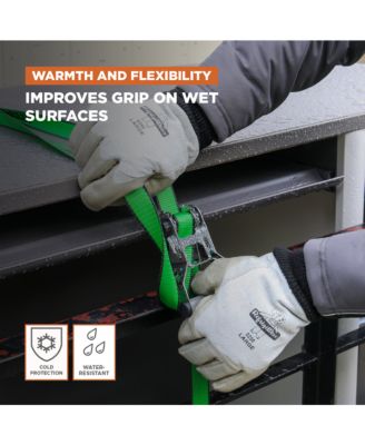 Men's Latex-Coated Leather Freezer Glove - Insulated Leather Work Gloves with Grip, Durable Split Leather, Warm Fleece Lining