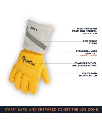 Men's Insulated Water-Resistant Cowhide Leather Gloves - Durable, Heavy-Duty Cold Weather Work Gloves