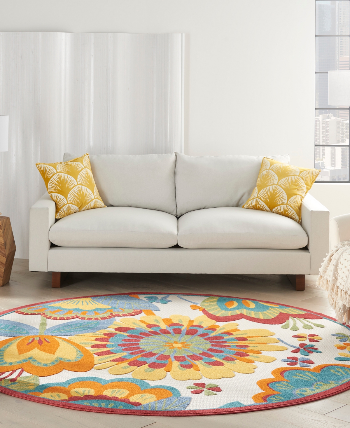 Nourison Home Aloha ALH25 7'10" x 7'10" Round Outdoor Area Rug