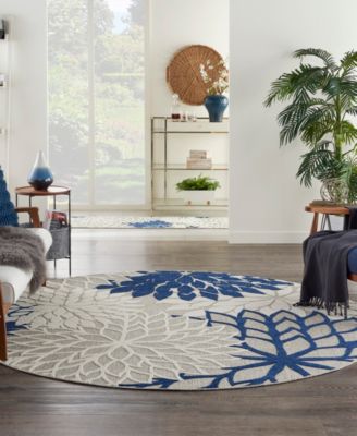 Aloha ALH05 Ivory and Navy 7'10" Round Rug