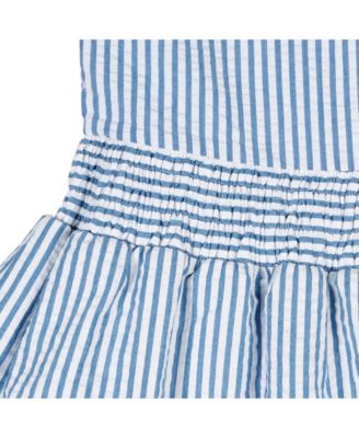 Big Girls Seersucker Dress with Waist Ruching