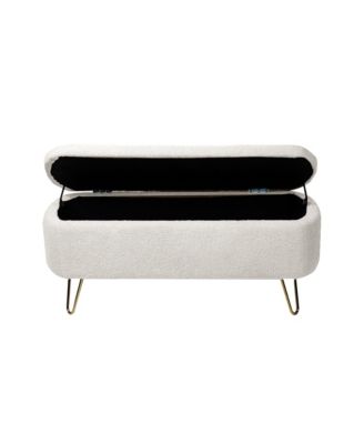 Gold-Legged Faux Fur Storage Ottoman