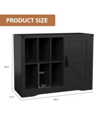 Farmhouse Record Player Stand with Barn Doors, 39.4" Turntable Table with Shelves