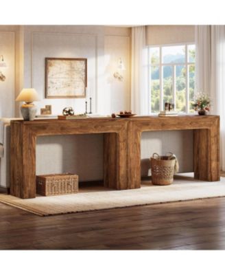 43.3" Solid Wood Console Table, Farmhouse Entryway Table with Double Base for Living Room, Behind Couch, Hallway & Foyer (Vintage)