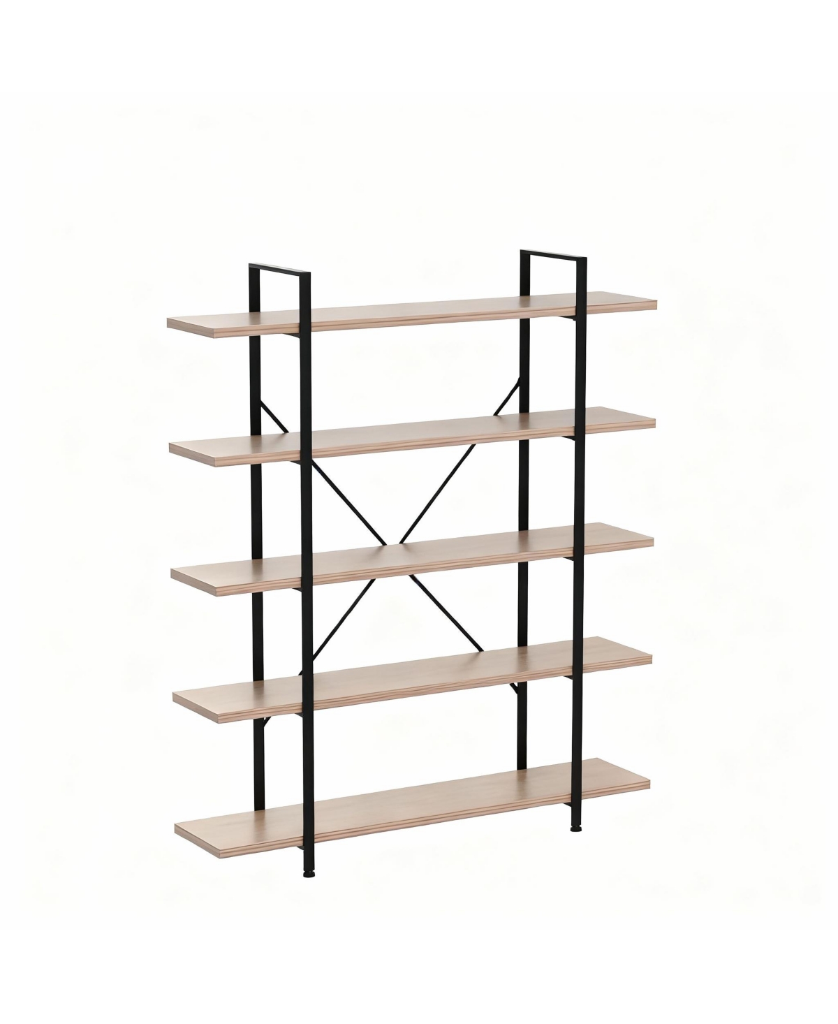 Yigii 5 Tier Industrial Metal and Wood Bookshelf for Home
