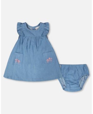 Baby Girls Chambray Dress and Bloomer Set