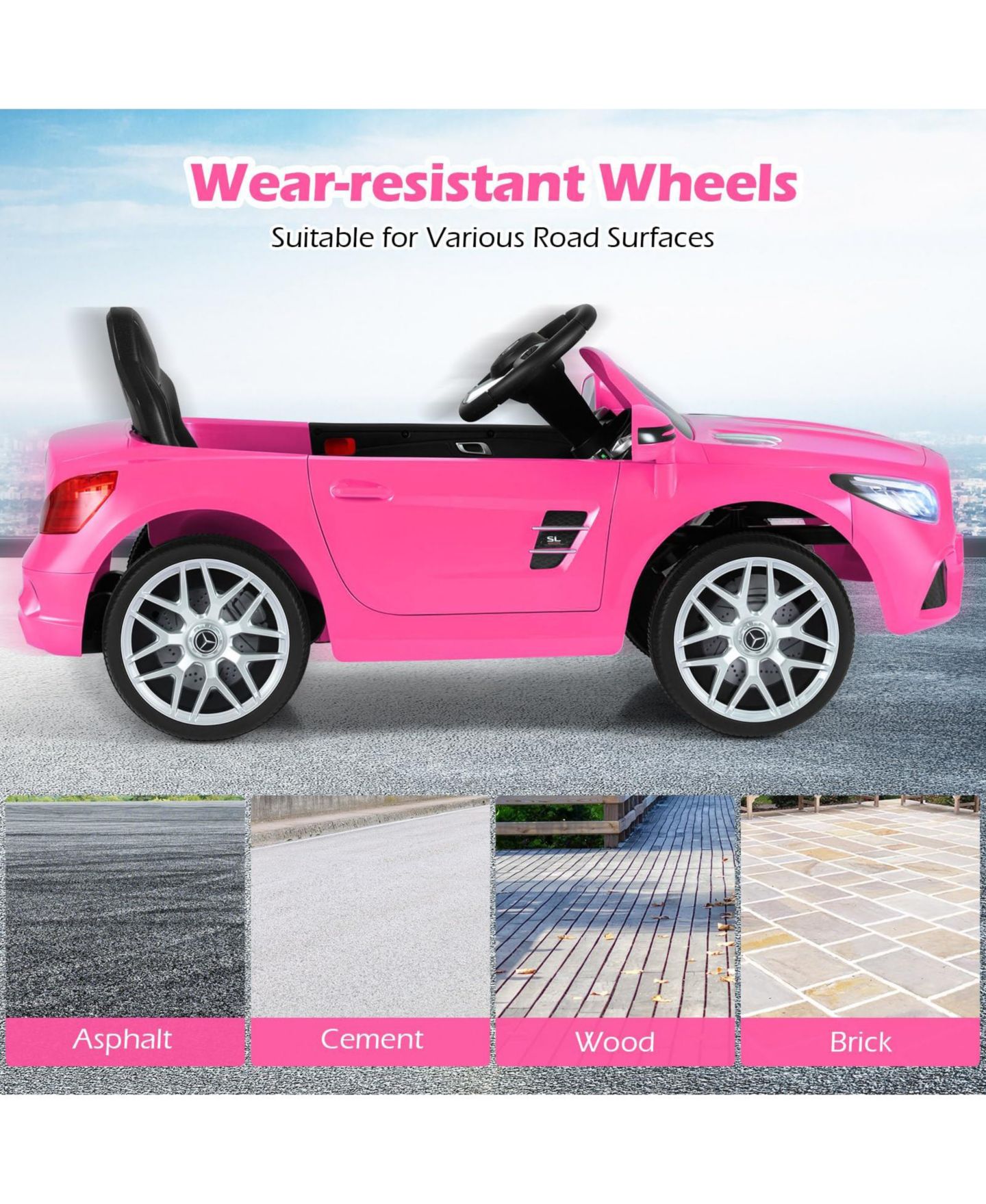 Детская игрушка Mecale G63 12V Remote Control Licensed Mercedes-Benz Ride-On Car, For 2 Riders, Ages 3+, цвет: Розовый — фото 8
