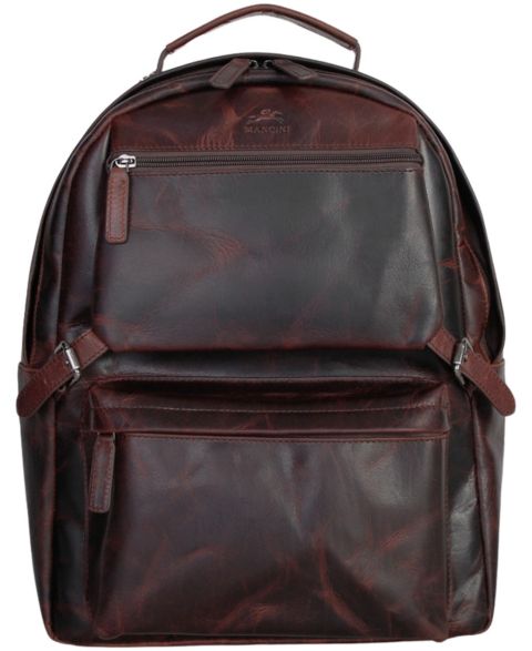 Рюкзак Mancini Zippered Leather, цвет: Коричневый