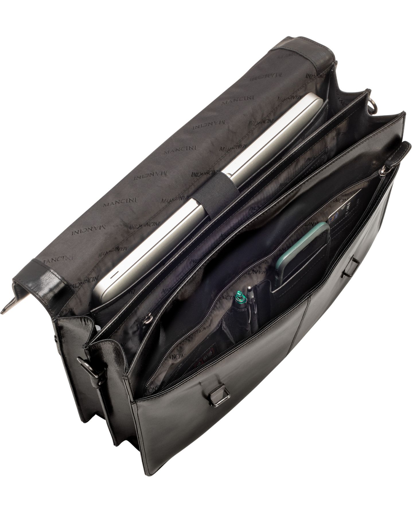 Мужская сумка Mancini Double Compartment Laptop Briefcase, цвет: Чёрный — фото 3