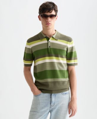 Men's Striped Knitted Polo Shirt