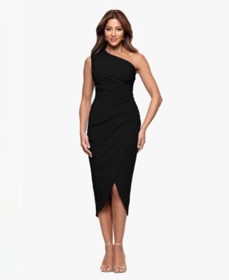 knee length dresses for ladies One Shoulder Ruched Midi Bodycon Dress – Amy's Cart main image 0