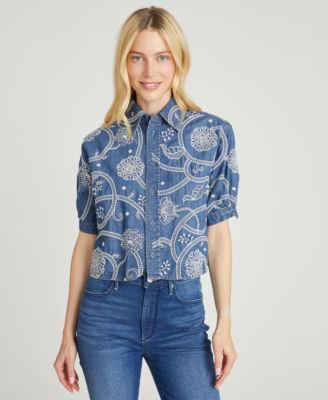 Women's Faye Embroidered Denim Cropped Shirt