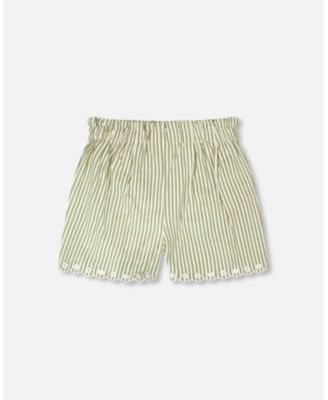 Toddler Girls Shorts with Stripes and Embroidery