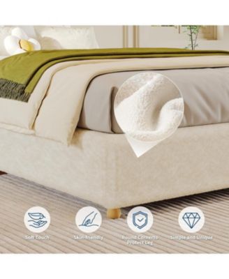 gaomon Cloud Bed Frame Upholstered Solid Wood Legs, 1000lbs Support Low Platform Bed, No Headboard