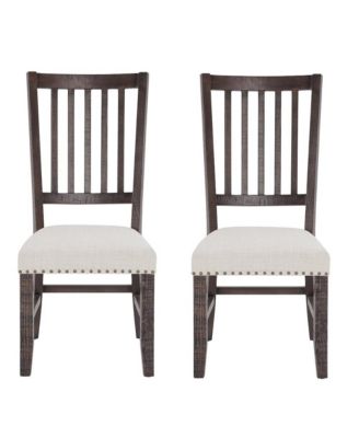 Willow Creek Distressed Solid Wood Upholstered Slatback Chair (Set of 2)
