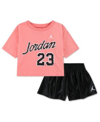 Girls' Toddler 2T-4T Flowy Durasheen Crewneck T-Shirt and Shorts, 2-Piece Set