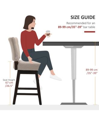 Set of 2 Bar Counter Stool Chairs with Cushioned Back,