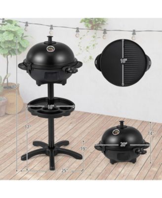 Electric BBQ Grill 1200W Indoor Outdoor Grill with 2-Zone Non-Stick Grilling Plate