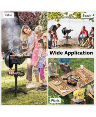 Electric BBQ Grill 1200W Indoor Outdoor Grill with 2-Zone Non-Stick Grilling Plate