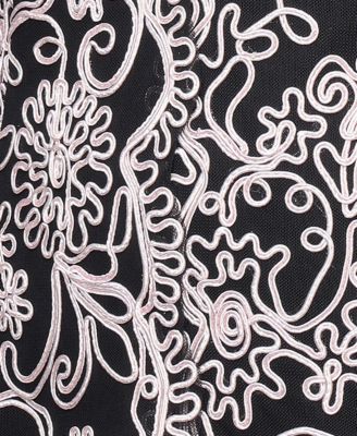 Petite Floral-Embroidered 3/4-Sleeve Lace Top