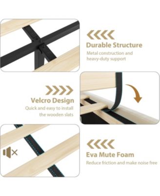 California King Platform Bed Frame, Velvet Upholstered Bed with 50.2'' Headboard, Rivet Decoration