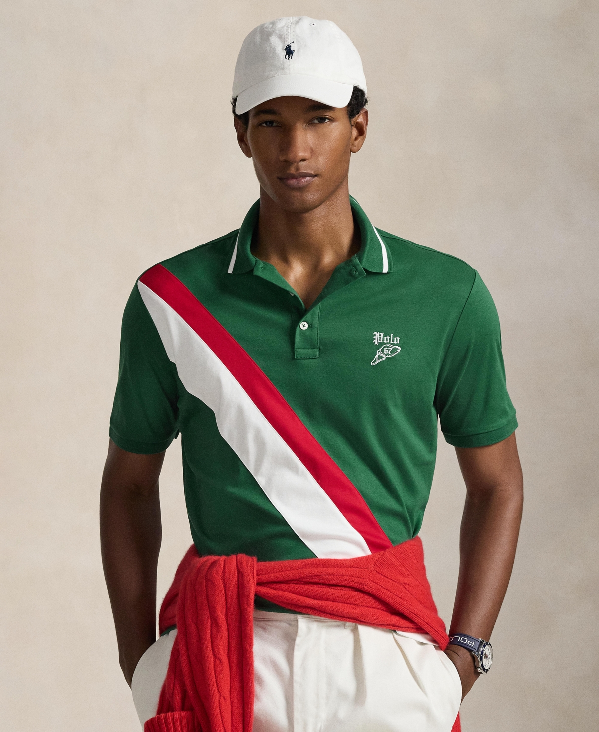 Polo Ralph Lauren Men's Striped Piecing Short-Sleeve Polo Shirt