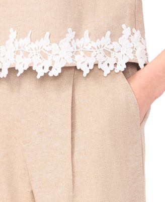 Women's Wide-Leg Bow Tie Cropped Pants