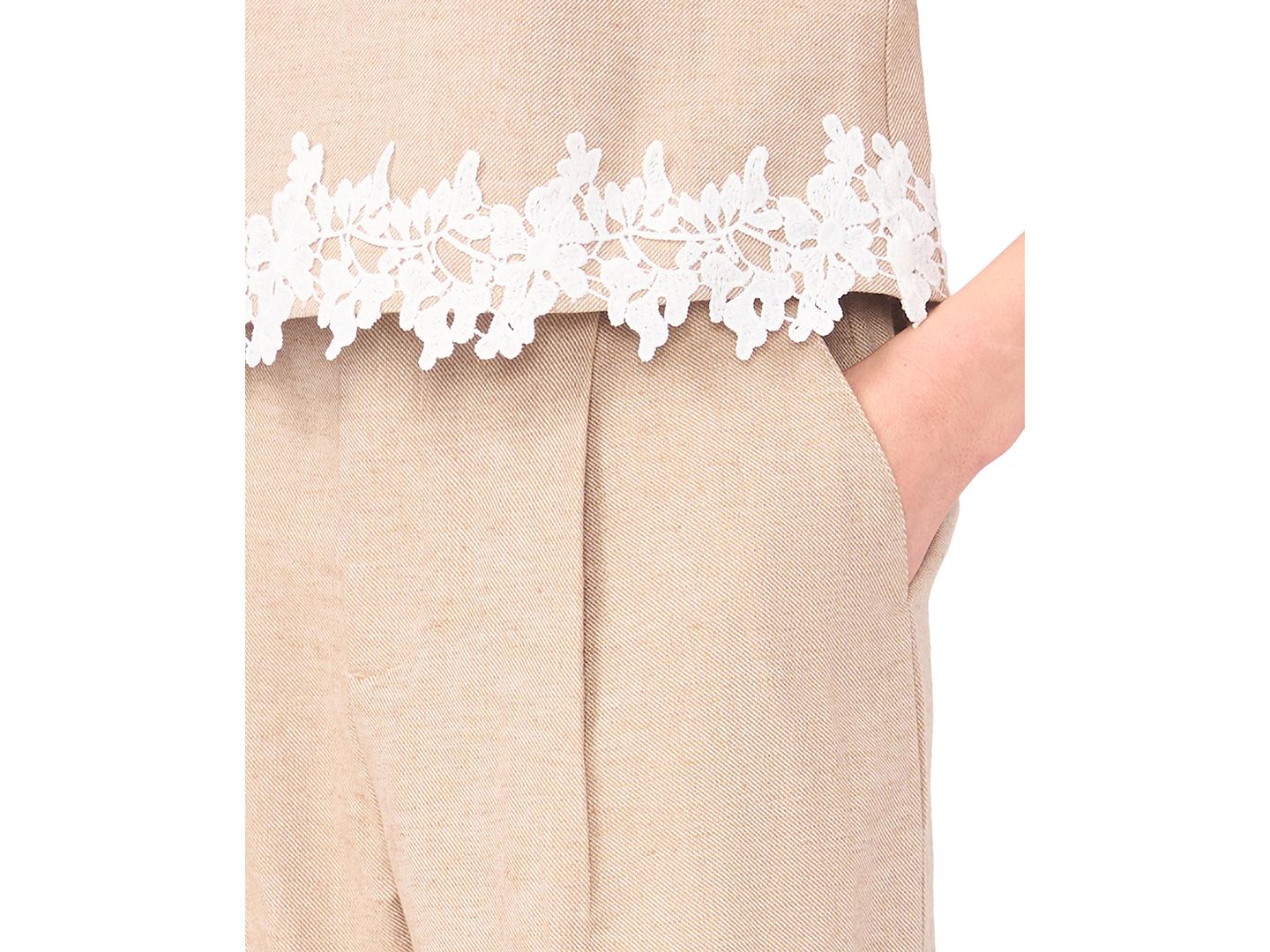 Женские брюки CeCe Linen-Blend Wide-Leg Bow Tie Cropped Pants, цвет: Карамельный — фото 4