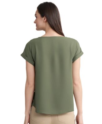 Women's Short-Sleeve Button Detail Blouse