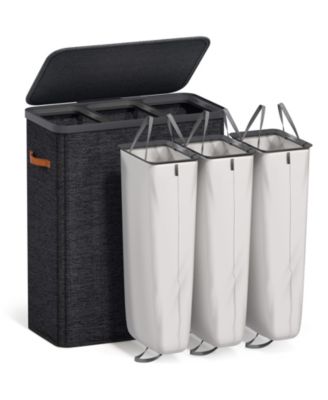 3-Compartment Laundry Basket with Removable Laundry Bag - Durable Organizer for Bathroom, Bedroom, or Laundry Room - Space Saving Design
